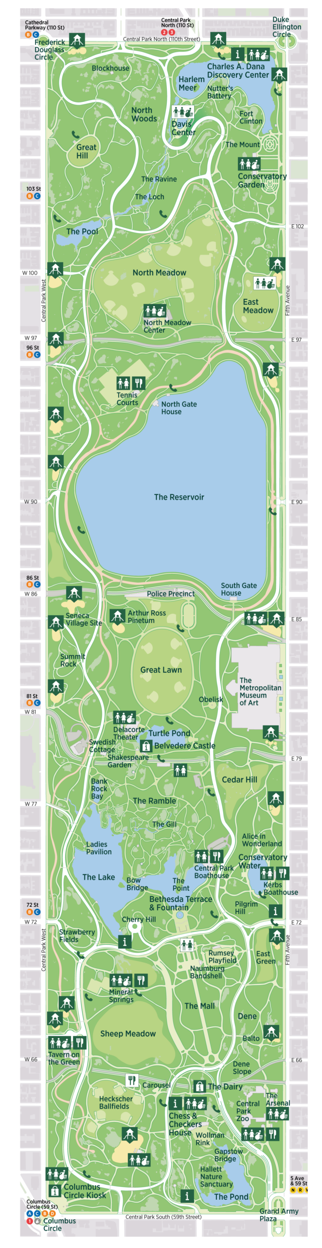 carte des choses à voir à central park